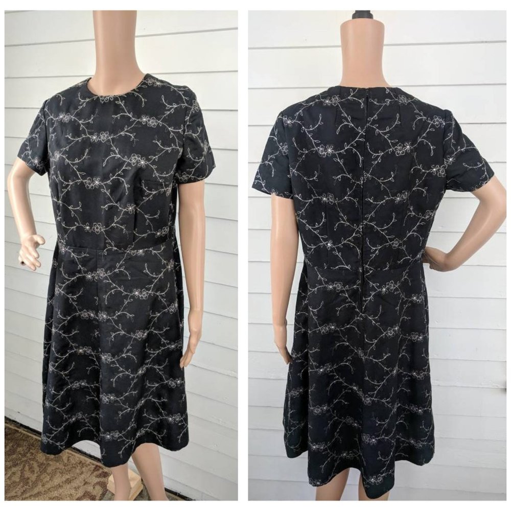 60s Black Silver Dress Party Vintage 38 33 48